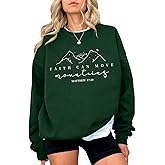 Pairxily Christian Sweatshirts for Women Faith Can Move Mountains Sweatshirt Bible Verse Religious Long Sleeve Crewneck Tops
