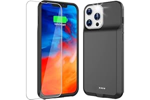 KKD Charging Case for iPhone 13/13 Pro, 7000mAh Ultra Slim Portable Extended Battery Case, Smart Rechargeable for iPhone 13 Charger Case Self Charging Phone Cover - (6.1") Black
