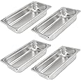 4 Pack 1/3 Size x 2.5 Inch Deep Steam Table Pan, 12.8"x6.9"x2.6" Stainless Steel Anti-Jam Hotel Pan for Food Warmer, Buffet Server, Restaurants and Catering Supplies, 22 Gauge