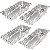 MUKCHAP 4 Pack 1/3 Size x 2.5 Inch Deep Steam Table Pan, 12.8"x6.9"x2.6" Stainless Steel Anti-Jam Hotel Pan for Food Warmer, Buffet Server, Restaurants and Catering Supplies, 22 Gauge