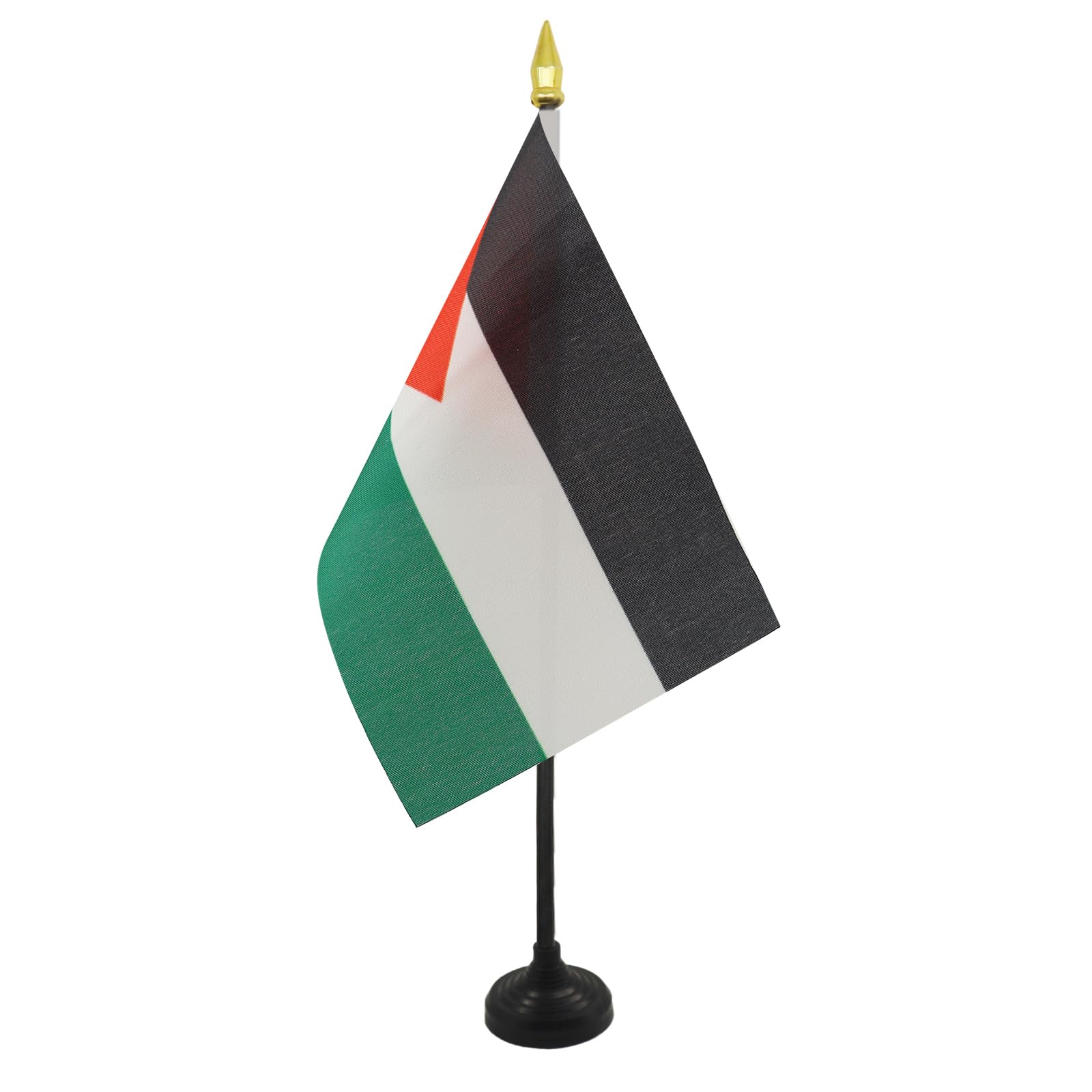 AZ FLAG - Palestine Table Flag 4'' x 6'' - Palestinian Mini Desk Flag 100% Polyester 15 x 10 cm - Office Mini Banner with 10'' Pole - Golden Spear