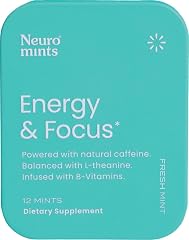 Neuro Energy & Focus Mints - Sugar Free Breath Mints with 40mg Natural Caffeine, B Vitamins & L-Theanine - Vegan Brain Supple