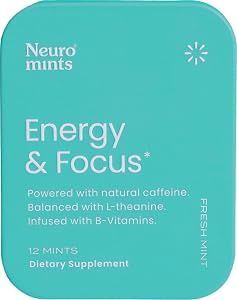 Neuro Energy & Focus Mints - Sugar Free Breath Mints with 40mg Natural Caffeine, B Vitamins & L-Theanine - Vegan Brain Supple