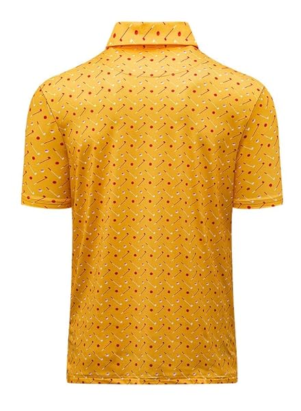 JMIERR PREMIUM GOLF SHIRTS FOR MEN MOISTURE WICKING QUICK DRY PRINT PERFORMANCE ZIPPER COLLARED POLO SHIRT, S, YELLOW