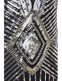 PrettyGuide Vestido para evento formal con lentejuelas y dobladillo ondulado Art Deco, inspirado en el estilo Gatsby de los años 1920 para mujer