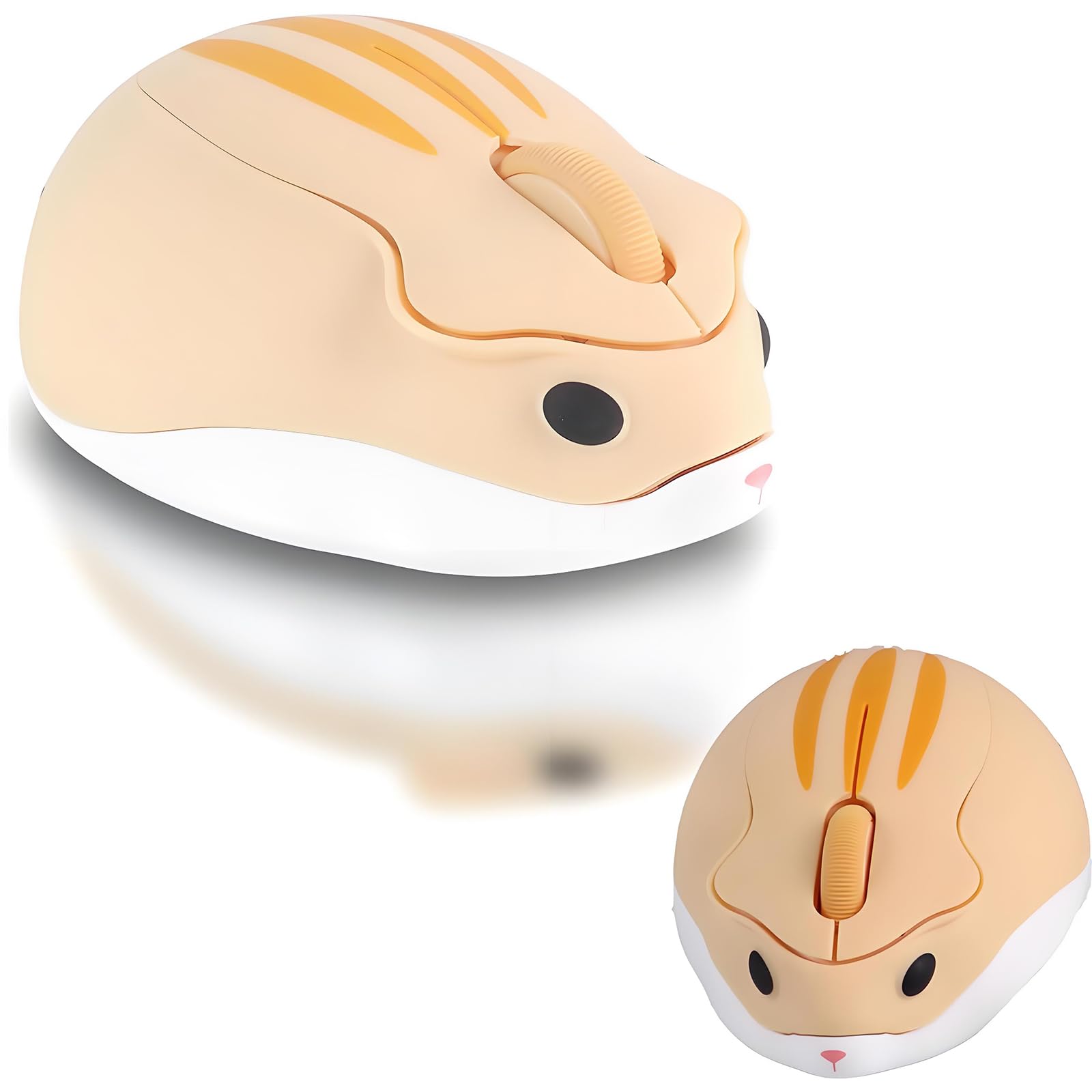 LIKE SHOW Wireless Cute Hamster Shaped Mouse - 1200 DPI, Quiet, Portable USB, Cordless Design for PC, Laptop, MacBook for Kids and Girls(Yellow)