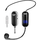 UHF Wireless Headset Microphone System: Mic Headset - LED Digital Display, Head Handheld Mic 2 in 1, Working Time 6H, 165 ft Range Mics for Voice Amplifier, Tour Guide, Teaching, Fitness, PA System