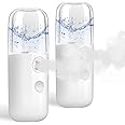 GIVERARE 2 Pack Nano Facial Steamer, Handy Mini Mister, USB Rechargeable Mist Sprayer, 30ml Visual Water Tank Moisturizing&Hydrating for Face, Skin Care, Eyelash Extensionss-White
