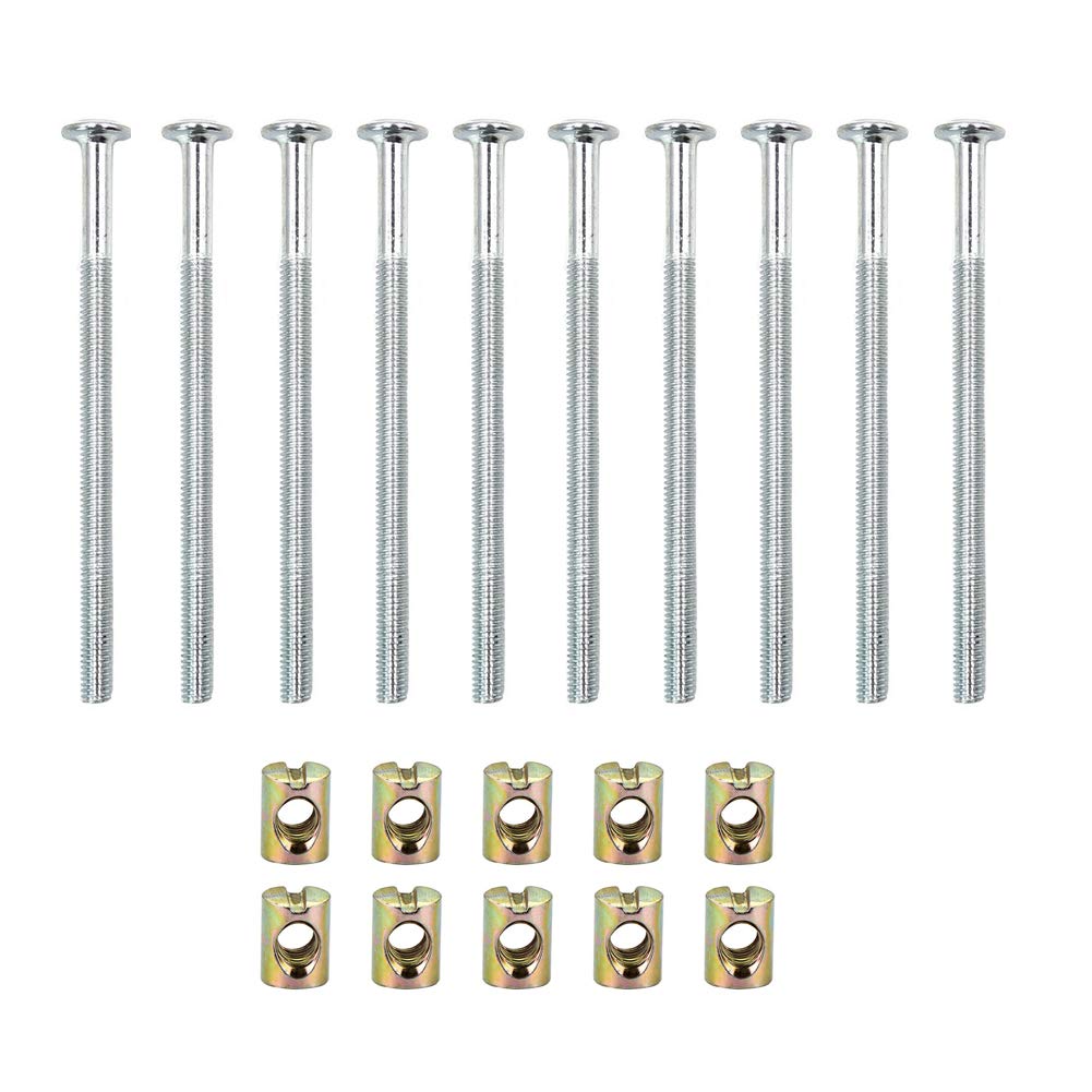 SUNSHINETEK Furniture Bolt Allen Head Bolt with Slotted Barrel Nut Galvanized Carbon Steel Furniture Bolts with Barrel Nuts Dowel Nuts Connector Fastener Pack of 10 set (M6 x 80mm)