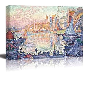 The Port of Saint-Tropez by Paul Signac - Canvas Print Wall Art Famous Painting Reproduction - 12" x 18"
