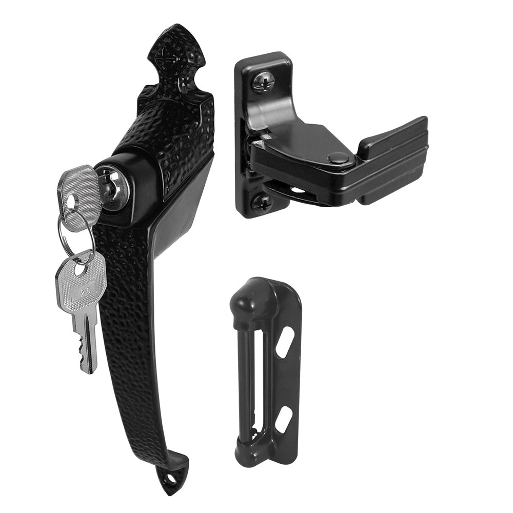Photo 1 of Prime-Line K 5080 1-3/4 In., Black, Colonial Push Button Lock with Key (Single Pack)