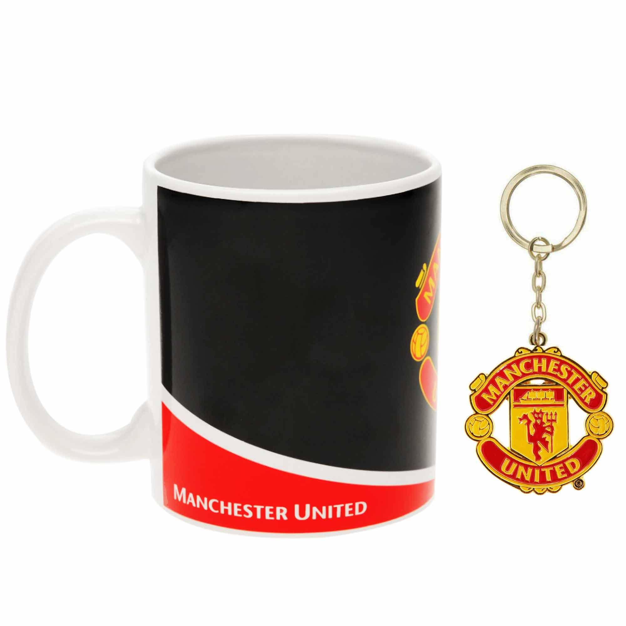 Official Manchester United Crest Ceramic Mug & Keyring Gift Set …