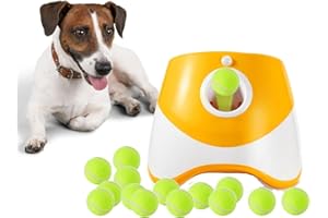 ELITE BAY Automatic Dog Ball Thrower – Interactive Pet Toy with USB Charging | Includes 6 Soft 2-Inch Balls | Hands-Free Fetch Launcher for Small & Medium Dogs | Durable ABS Build | Orange Dog Toy