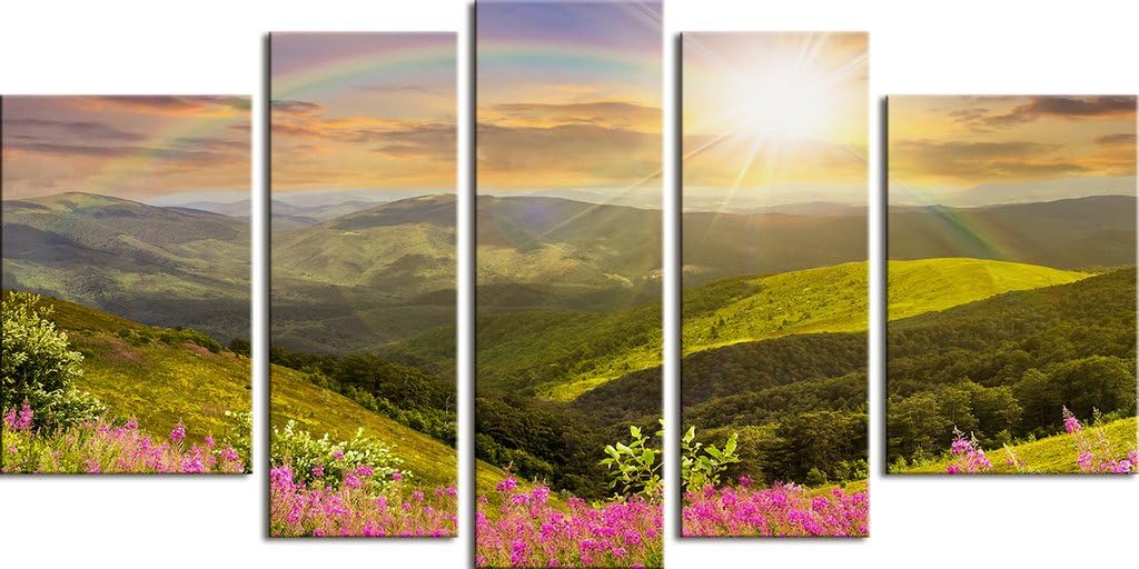 Startonight Glass Wall Art Acrylic Decor Daydream Sun, Rainbow and Beautiful Nature Set of 5 Total 35.43 X 70.87 Inch Original Artwork the Ultimate Wall Art