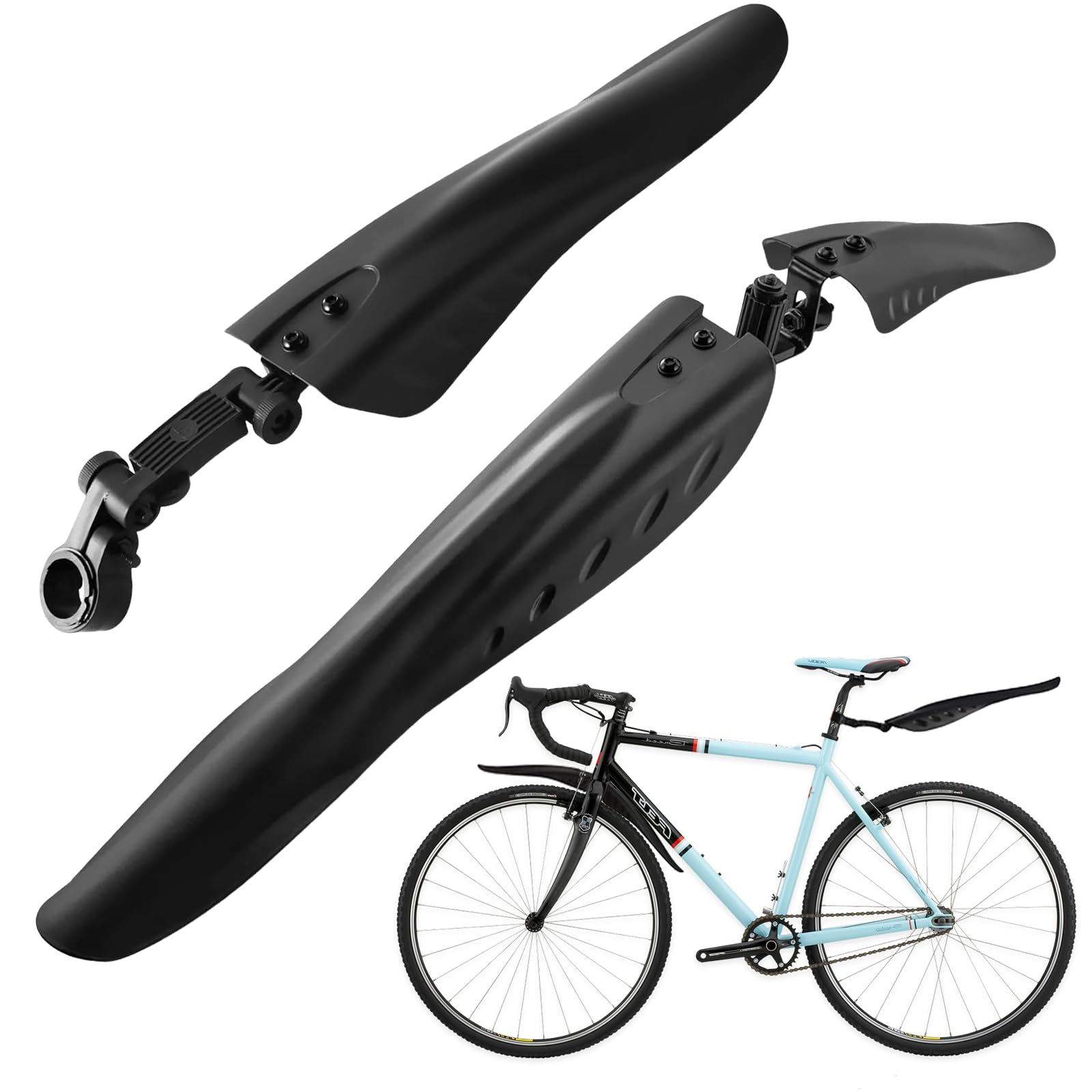 Quixotical Bicycle Mudguards, Adjustable Bicycle Fenders, Portable Front and Rear Mud Guards, Bike Mudguard Set for 24-29 inch Bikes, for mountain bike road bike MTB