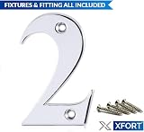 XFORT Polished Chrome Front Door Number 2 for All Door Types view 2