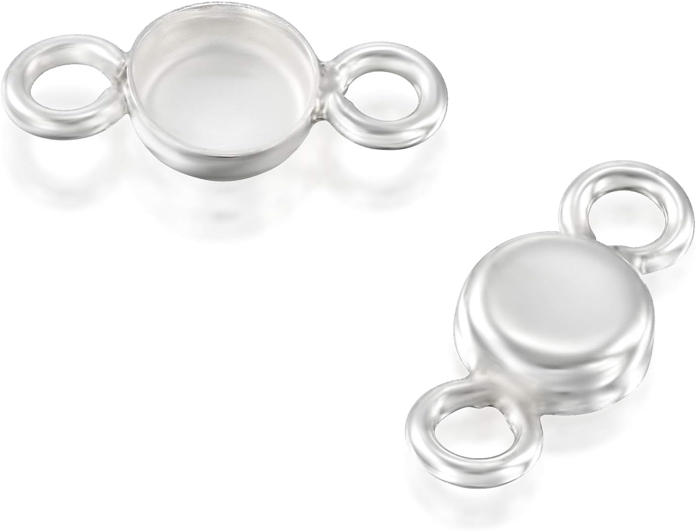 925 Sterling Silver Bezel Cups - Set of 6 Pendant Tray - 4mm Sterling Silver Round Blank Bezel with 2 Loops- Cabochons for Jewelry Making - DIY Jewelry Supplies for Bracelets and Earrings