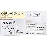 Delfanti • COLLAGEN 24K • Anti-Aging DUO pack • Day Cream jar PLUS Night Cream jar• Face, Neck and Décolleté Moisturizers with pure Hyaluronic Acid • Made in Italy