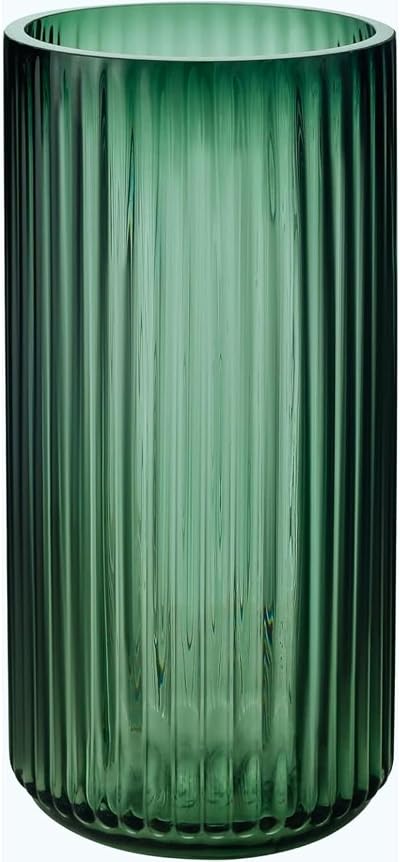 Vzmiza Green Glass Vase 26 cm Premium Thickened Ribbed Flower Vase