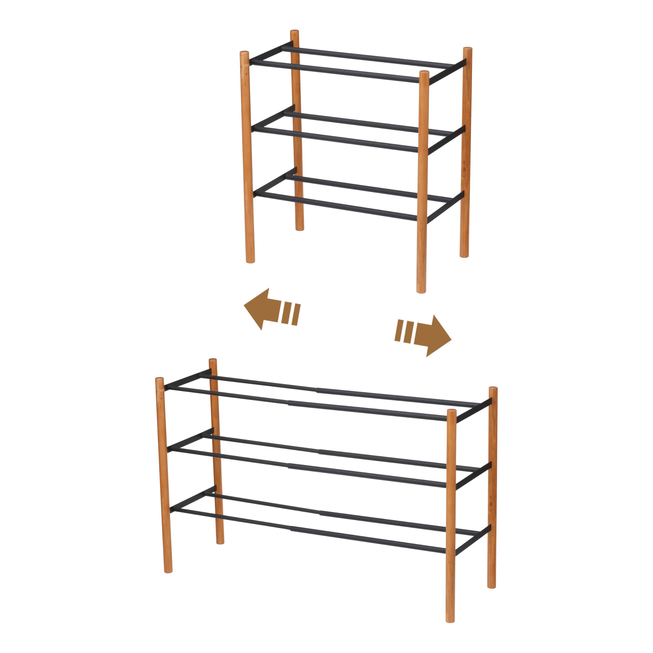 Yamazaki PLAIN EXTENDABLE SHOE RACK 3 TIRE BK