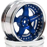 Hobbysoul 2pc Aluminum Alloy Wheel Rims For 1/10 RC Cars - 12mm Hex, Adjustable Offset, For Drift & Touring