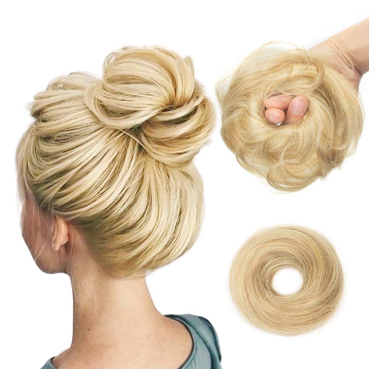 Messy Hair Scrunchies for Women, Hair Bun Extensions Curly Hairpieces For Women Updo Ponytail Hair Extensions Multi-Colored 18-613