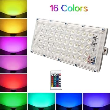 Improvhome RGB L Watt ED Flood Light with Remote Waterproof Landscape IP66 (Multicolour)