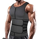 SHAPERIN Men Neoprene Sauna Zipper Waist Trainer Vest Tank Top Trimmer Body Shaper