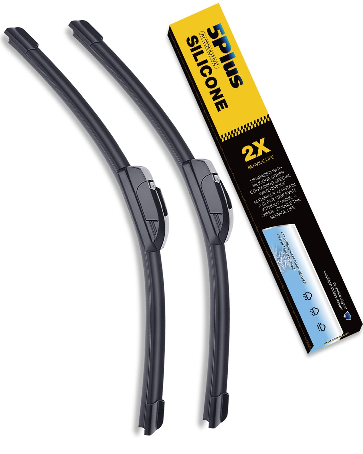 5 PLUS® 16+16 inch Silicone Windshield Wipers Replacement For 2018-2023 JEEP Wrangler /2020-2023 JEEP Gladiator/MERCEDES-BENZ G55 AMG G63 AMG G500 G550,Wipers Blades With Water Repellent.