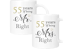 ERYUWOZA 55 Year Anniversary Coffee Mugs Set of 2, 55th Anniversary Wedding Gifts for Wife Husband Parents Couple Grandparents, 55 Year Anniversary Engagement Gifts Cups, 11oz