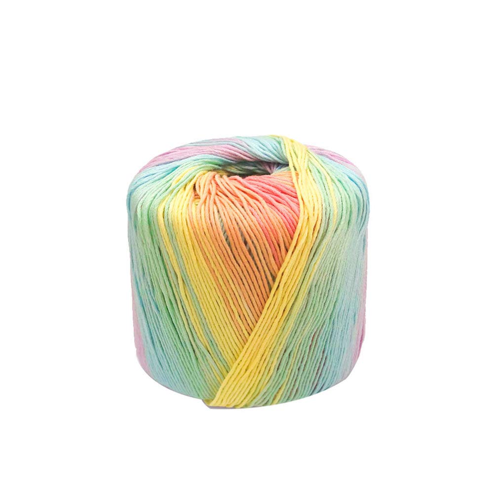 Milisten 1 Roll Crochet Yarn Knitting Yarn Gradient Cotton Yarn Kaleidoscope Yarn DIY Thread Yarn for Hats Sweater Scarf Gloves 133M Light Rainbow