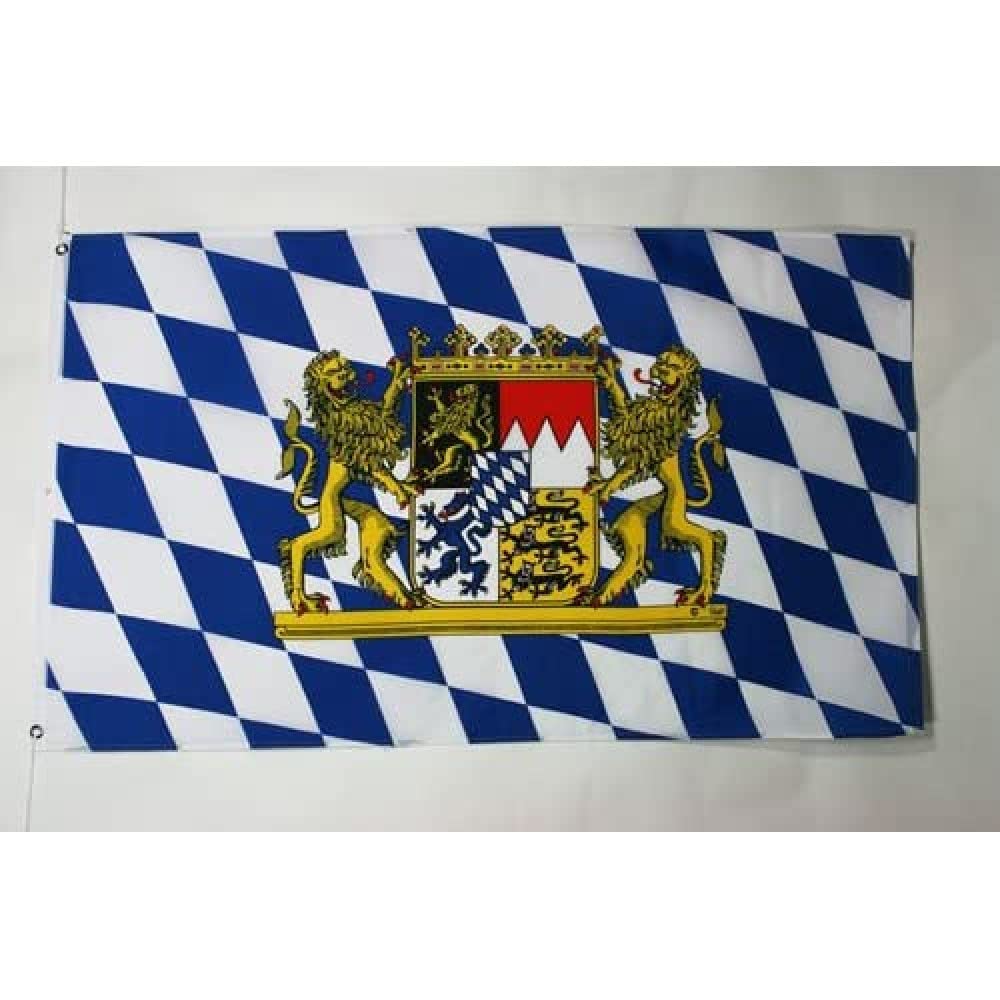 AZ FLAG - Bavaria With Lion Flag - 3x5 Ft - 100D Polyester Germany - German Region Of Bavaria With Lion Banner with Two Metal Grommets - Fade Resistant - Vivid Colors - 3' x 5' Feet - 150x90 Cm — image 1