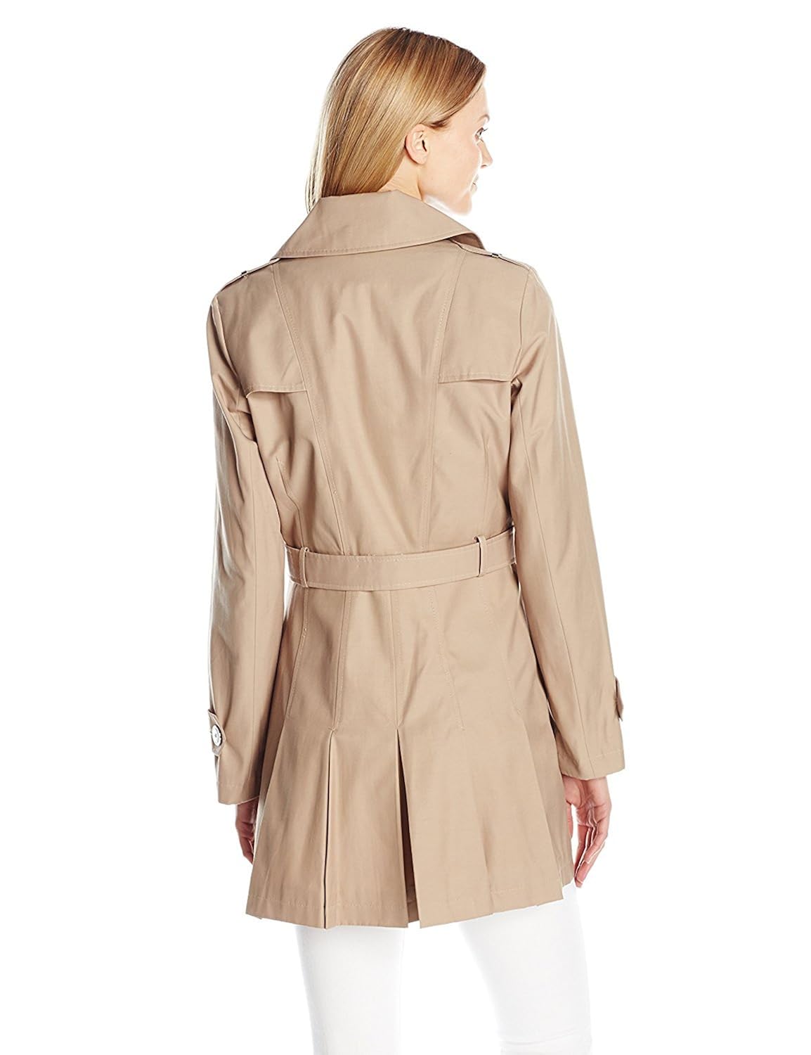 Via Spiga Womens SingleBreasted Pleated Trench Coat Clothing Trench
