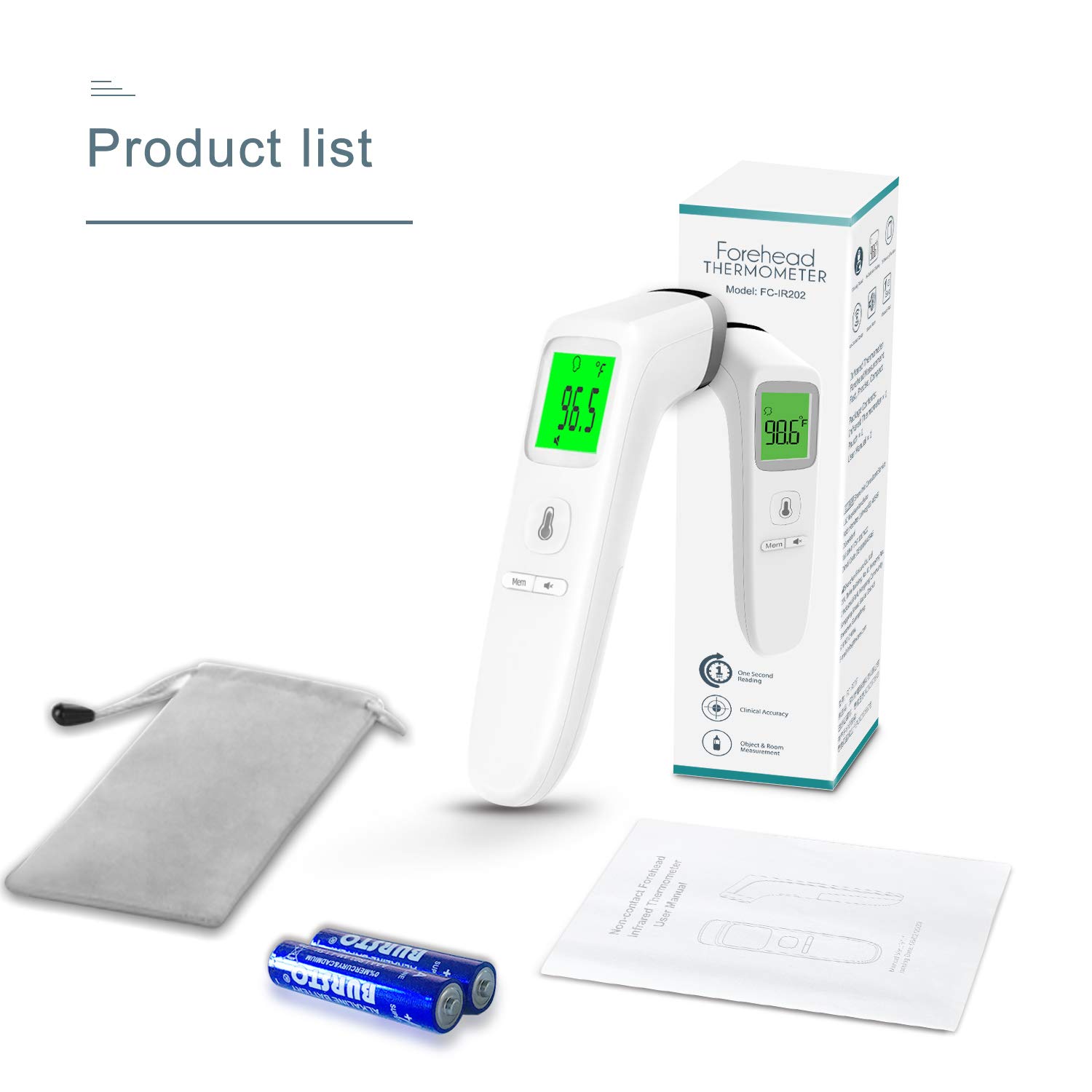 XDX Thermometer for Adults Forehead, No Touch Thermometer with Fever Alarm and Memory Ideal for Babies, Kids, Adults, Indoor Outdoor Medical Use: Industrial & Scientific