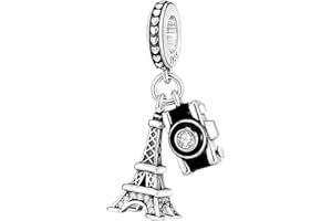 NUJIFFY 925 Sterling Silver Charms Beads for Bracelets Necklaces, Airplane Passport Sister Heart Coffee Music Book Travel Pendant, Pink Color Cute Animal Jewelry Graduation Birth Gifts for Women Men