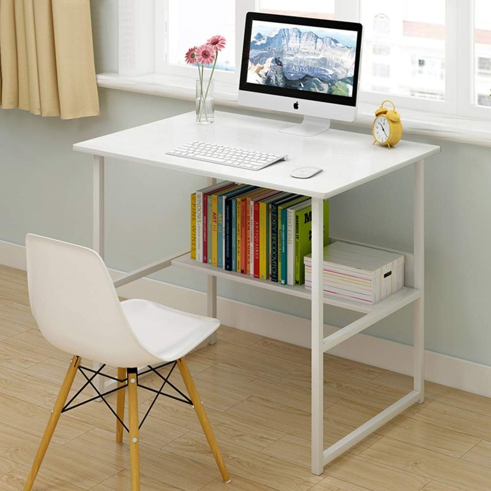 Computer Writing Desk, Industrial Style Home Writing Desk with Bin with Shelf Pc Laptop Office Furniture Modern Simple Study Desk -q 80x40cm(31x16in)
