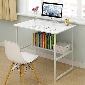 Computer Writing Desk, Industrial Style Home Writing Desk with Bin with Shelf Pc Laptop Office Furniture Modern Simple Study Desk -q 80x40cm(31x16in)