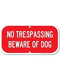 No Trespassing - Beware Of Dog Sign, 6" high x 12" wide, Red on White Rust Free Aluminum Sign