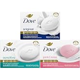 Dove Beauty Bar Soap Variety 3-Pack &ndash; Original, Sensitive Skin, Pink with Moisturizing Cream for Soft, Smooth Skin