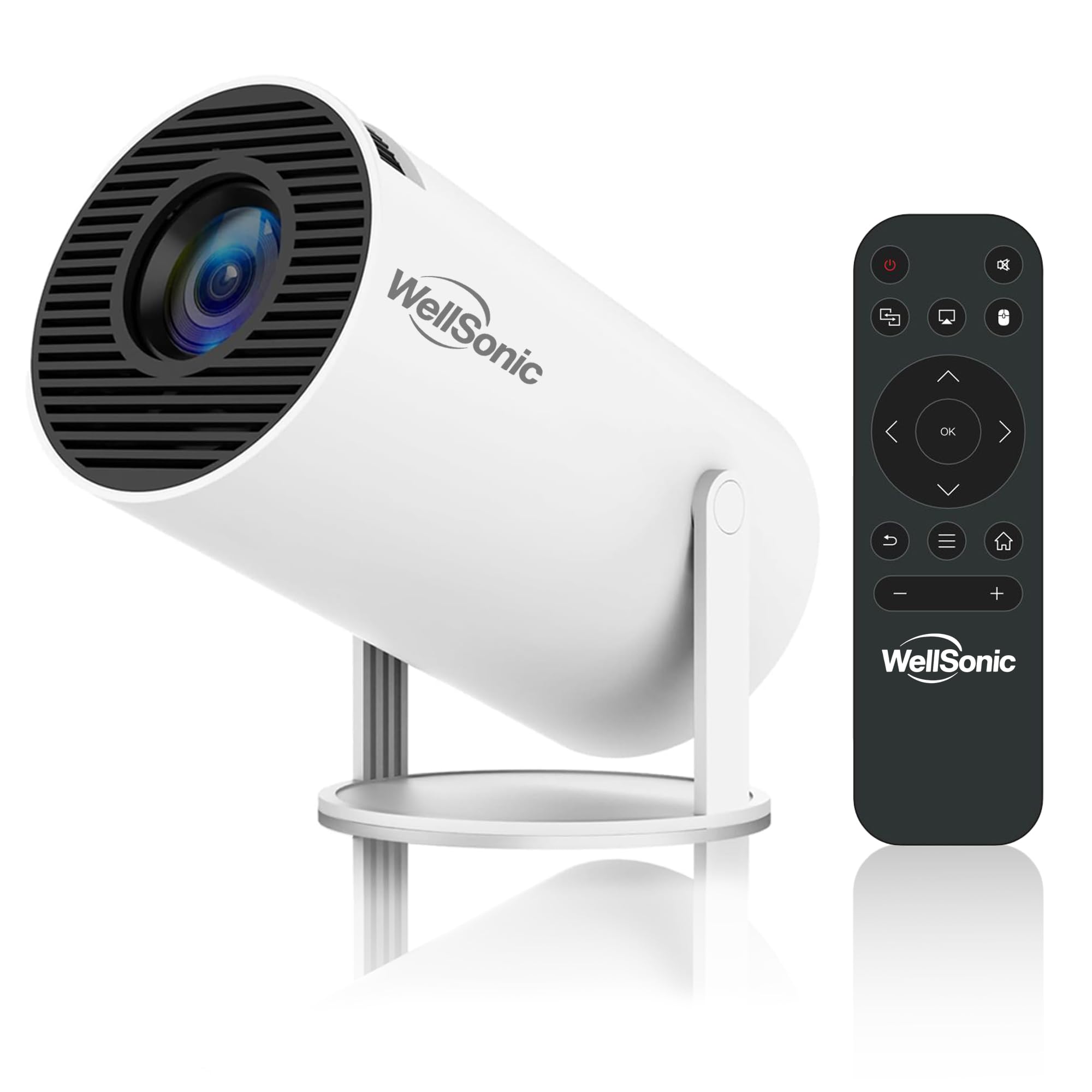 Photo 1 of ** MISSING REMOTE**WellSonic Mini Projector Support 4K, 200 Ansi Outdoor & Home Movie Portable Projector with Wifi6 and 5.0 Bluetooth, Automatic Keystone Correction, 180°Rotatable, Compatible with HDMI USB PC Laptop