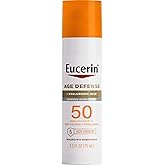 Eucerin Sun Age Defense SPF 50 Face Sunscreen Lotion with Hyaluronic Acid, Hypoallergenic, Non-Comedogenic Sunscreen SPF 50 Free of Fragrance, Oxybenzone and Octinoxate, 2.5 Fl Oz Bottle
