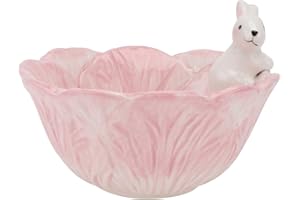Awleynz Ceramic Easter Bowl, Bunny Candy Dish, Green Cabbage Shaped Cute Bowl, Easter Serving Bowl for Fruit Salad Dessert Bo