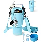 TECFUN Water Bottle Carrier Bag with Phone Pocket for Stanley, Neoprene Water Bottle Holder Pouch with Adjustable Strap Bollus with Straw Cover & Carabiner for Stanley Cup Accessories