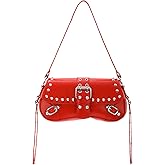Oweisong Women Y2K Purse Vintage Studded Saddle Bag Punk Goth Rivet Top Handle Bag for Ladies