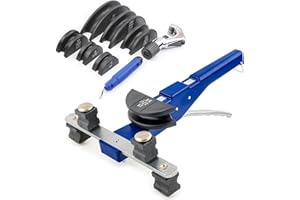 Wisscool Pipe Tube Bender Kit, 1/4"-7/8" Compact Tubing Bender Tool Set, 90° Pipe Bending HVAC Tools Equipment with 7 Dies and Pipe Cutter for Copper Steel Aluminum Brass Tube