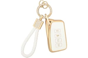 PIFOOG for Lexus Key Fob Cover White Gold Soft TPU 4 Button Car Keys Case Shell Full Protector Bling Keychain for Lexus NX RX GS is ES LS RC Smart Keys Accessories Girly Women Cute