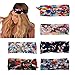 DRESHOW Boho Bow Headbands for Women Vintage Flower Printed Yoga Hairband Elastic Rabbit ear Head Wrap 6 Pack