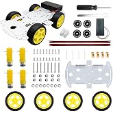 DWWTKL DIY Robot Smart Car Metal Chassis Kit 4WD Car Arduino Programming Kit with TT Motor Speed Encoder Learn Arduino/Microbit/Raspberry Pi for Adult Age 15+ (Unassembled)