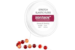 INDIVSHOW 0.7mm Elastic String Cord for Bracelets, Transparent Elastic Cord for Bracelet Making Clay Beads String Crystal Decorative DIY Necklace 328foot White