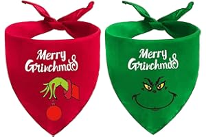 POLCANUR Grinch Christmas Bandanas for Dog Costume,2 Pcs Adjustable Christmas Dog Bandanas Puppy Scarf Xmas Holiday Party Bir